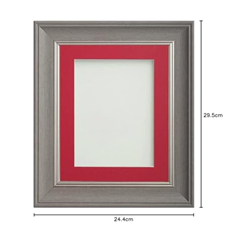 Frame Company Drummond Range Gunmetal Grey 8x6 inch Picture Photo Frame with Red Mount for Image 7x5 inch * Choice of Sizes* Fitted with Real Glass - Image 2