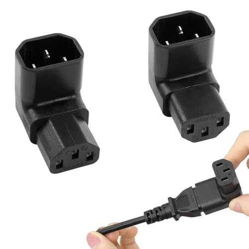 Image of 2 PCS C14 to C13 Connector, 5A/250V, Angled IEC Power Adapter