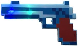 itisyours Diamond Pixel Toy 8 Bit Deluxe Style with LED Light up Toy and FX Sounds Plastic (Gun Blue)