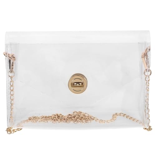 Paquet bandoulière transparent chic avec chaîne en métal Healvian