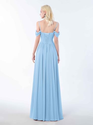 Women A-Line Ruched Off-Shoulder Floor Length Chiffon Party Prom Formal Gown Bridesmaid Dresses3