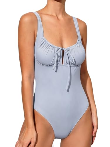 Image of BERLOOK Womens One Piece Swimsuits Floral Push Up Bathing Suit Sexy Tie Slimming Swimsuits for Women Swimwear