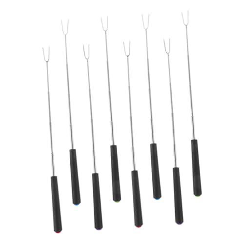 Garneck Long Barbecue Skewers 8-piece Retractable S'mores Forks Set Stainless Steel Extendable Roasting Sticks for Easy Cooking