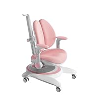 FCD Kids Desk Chair, Adjustable Height and Seat Depth Study Chair with Lumbar Support, Auto Brake Casters for Girls, Pink