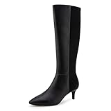 Aerosoles Women's EPIC2 Knee High Boot, Black Faux Leather, 9 Wide