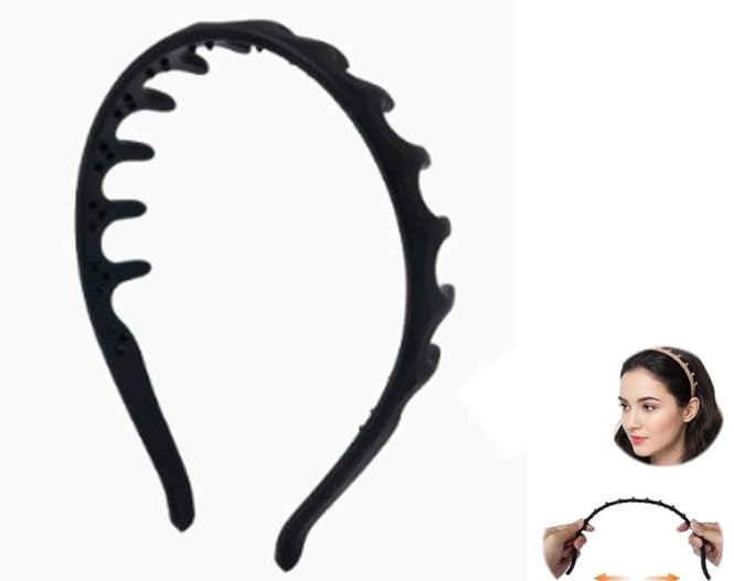 zig zag headbands, Hair Bands for Women, Hair Accessories for Kids Girls, Hair Band for Girls Kids, Soft Silicone Headband in Black Color-image-6