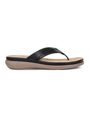 Image of Inc.5 Womens Black Comfort Solid T-Strap Thongs