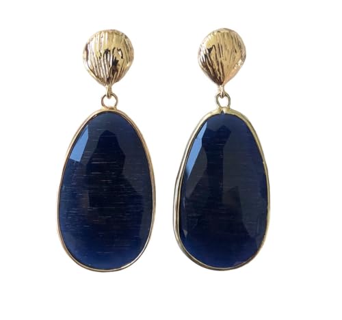 Boucles d'oreilles œil de chat bleu foncé : le cadeau parfait pour un anniversaire