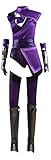 HongChang Kombat Mileena Uniform Cosplay Costume MK Game Halloween Fighting Suits Adult Women Purple Bodysuit Dress (Large, Mileena Uniform)