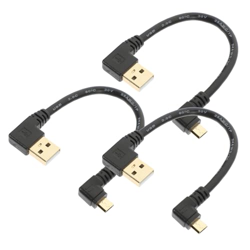 OSALADI Cable Micro USB Corto de 6 Pulgadas en Ángulo Recto 90 Grados Cable USB Micro B de Carga y Transferencia de Datos a Macho Juego de 3 Piezas para Smartphones y Tabletas