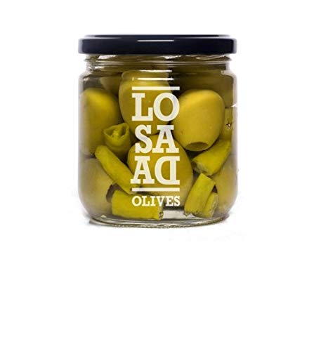 Aceitunas Losada - Aceituna Gordal sin hueso, picante 345 g - Caja de: 8 unidades