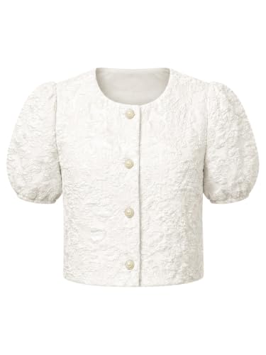 Image of Lejafay Girls Jacket Button Down Jacket Relaxed Fit Tops Ivory 9-10 Years