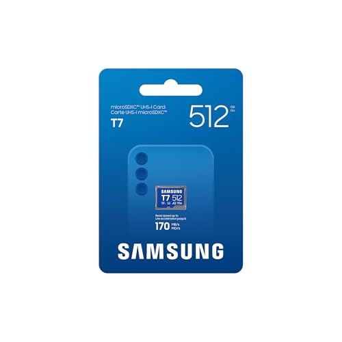 Image of Samsung microSDXC T7 512GB, Transfer Speeds Up to 170 MB /s, Made for Casual Gamers, Amateur Creators, & Everyday Users (MB-MB512T /AM)