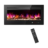 Sweetcrispy 36” Electric Fireplace Insert, 1500W Wall Mounted & Recessed Fireplace, Freestanding Fireplace Heater with Remote & Touch Panel Control, Adjustable Flame Effect, 12H Timer for Indoor use