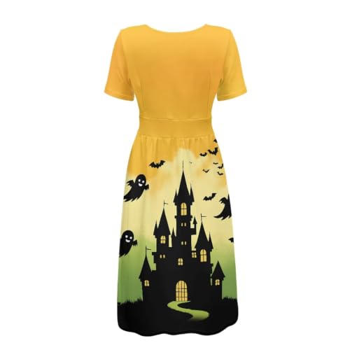Image of Women's Summer Dresses Short Sleeve Formal Dresses with Pockets