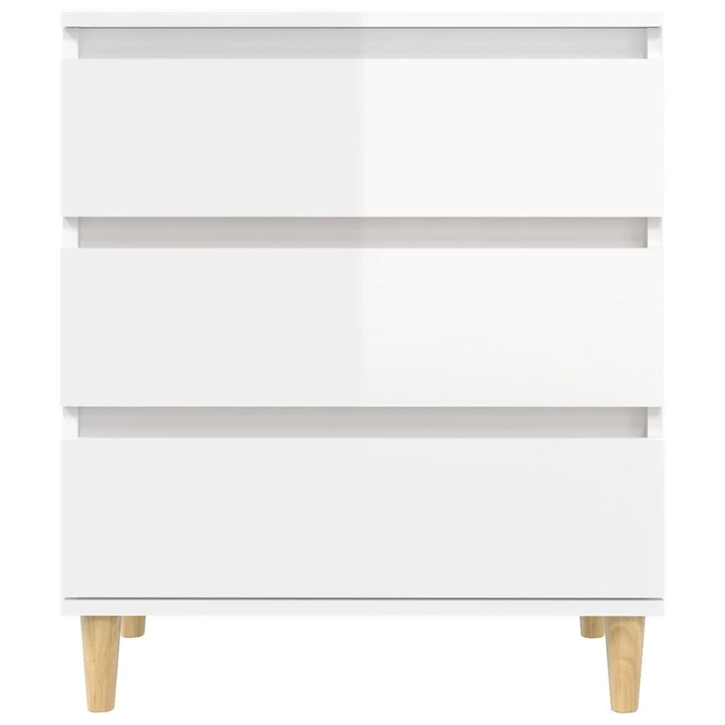 Kredens biały o wysokim połysku, 60 x 35 x 70 cm, materiał drewnopochodny, 3 szuflady, wytrzymały blat górny, do salonu, jadalni i korytarza