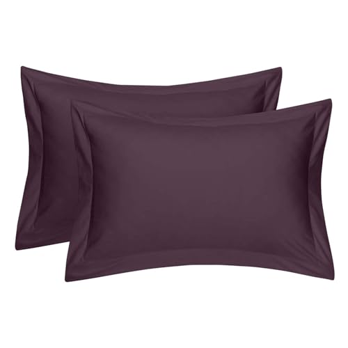 Comfort Beddings Taies d'oreiller Oxford 100% Coton égyptien de qualité Lourde 400 Fils, Lot de 2 - Prune (Taille Standard 50 x 75 cm)