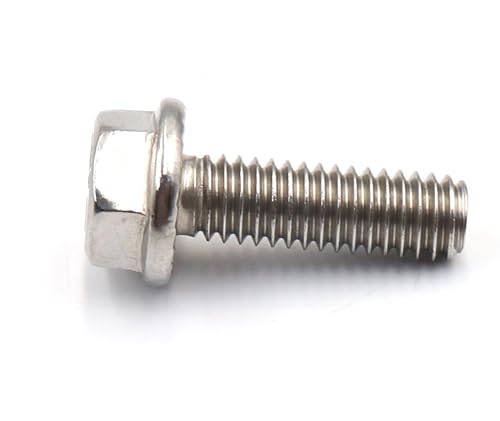 Image of cSeao 1 /4-20 x 1-1 /4 inch Flanged Hex Head Bolts Flange Hexagon Screws, Stainless Steel 304, DIN 6921, 10 PCS