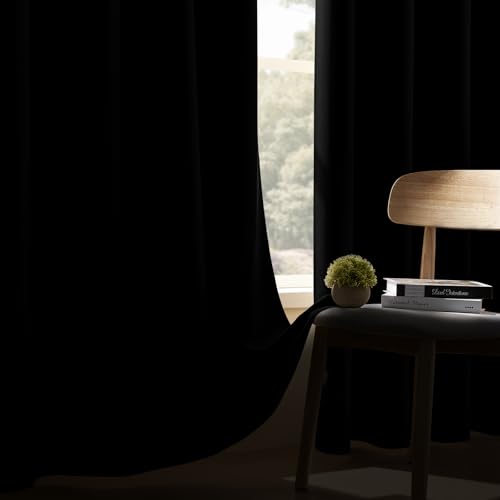 Cucraf CU24002 Black Blackout Curtains 84 Inch Length 2 Panels Set thumb #3