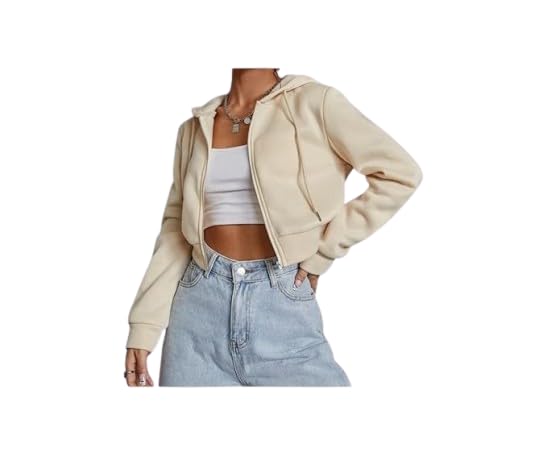 lll fashion Solid Long Hooded Neck Hoodie Zipper Crop Jacket for Women's-picture-35