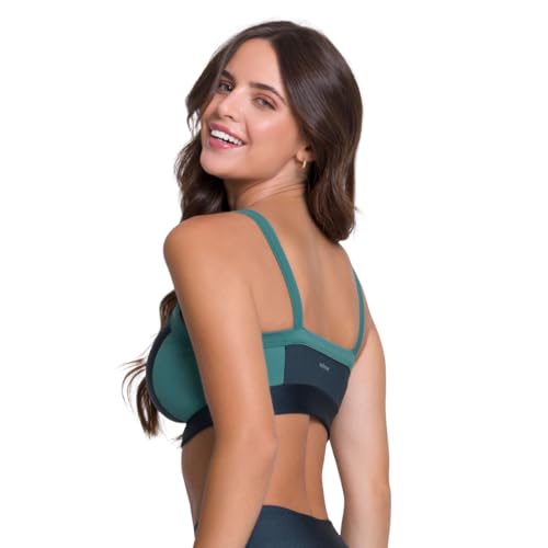 Top Selene com recorte e bojo fitness -24614.001- índigo/Verde