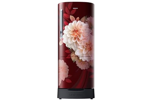 Image of Samsung 183 L, 5 Star, Digital Inverter, Direct-Cool Single Door Refrigerator (RR20F2825BR /NL, Begonia Red, Base Stand Drawer)