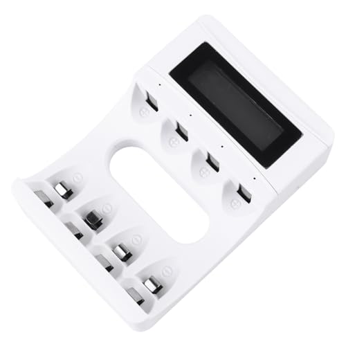 DIYEAH Caricabatterie a 4 Slot Display Lcd Intelligente Per Batterie Ricaricabili, Caricabatterie Compatto Per Uso Da Muro, Power Bank e Auto, Indicatore Di Carica Individuale Per Ogni Batteria