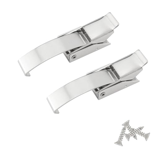 2PCS Medium 304 Stainless Steel Draw Toggle Latch Spring Toggle Lock Buckle Spring-Steel Hook with Screws