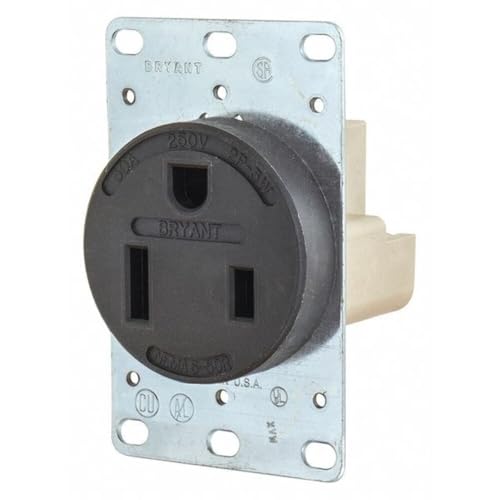 Image of Bryant Electric 9650FR 50 Amp 250V NEMA 6-50R Flush Straight Blade Receptacle, Black