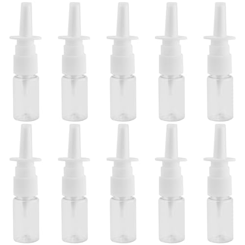 AMANDELIZABE Botella vacía de aerosol nasal, 10 ml, 8 unidades, atomizador rellenable, botella pulverizadora de plástico, pulverizador de nariz fino, pulverizador nasal, perfume aceite esencial