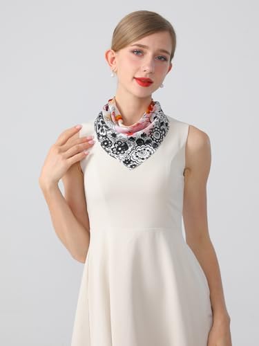 100% Mulberry Silk Scarf 21x 21inches Women's Small Square Scarf for Night Sleeping (Flowers)3