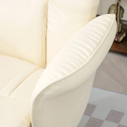 Homcom Pu Leather Recliner Armchair With Swivel Ottoman - Cream White - 6