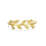 Solid 14kt Yellow Gold Leaf Adjustable Open Toe Ring for Women | Cuff Toe Ring Fit Most Size for Spr