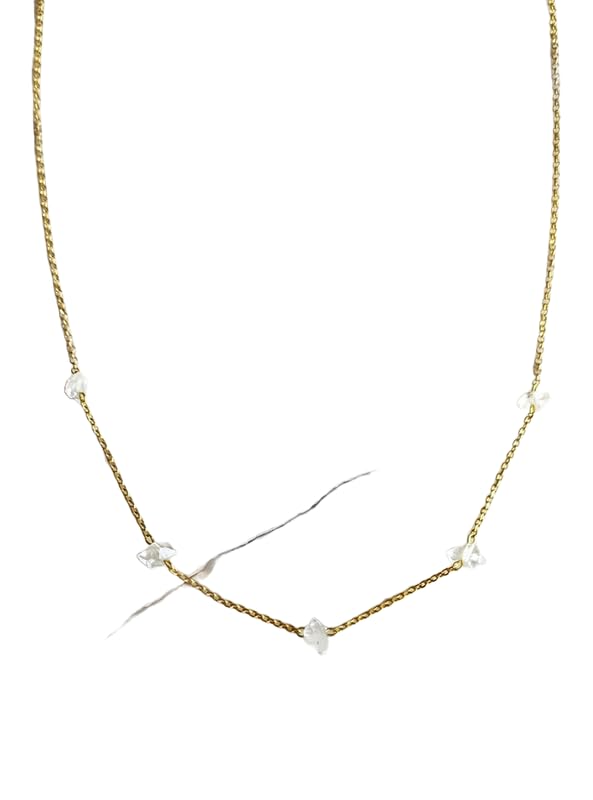 Collier de perles naturelles Herkimer diamant facetté 40,6 cm lithothérapie