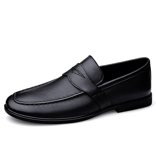 Zapatos casuales de cuero para hombre: mocasines cómodos para caminar en color marrón y negro
