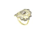 Marke: Rajasthan Gems. Rajasthan gems Viktorianisches Design Ring 925 Sterling Silber vergoldet echte Diamanten im Rosenschliff -01