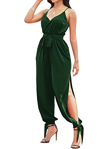 Hannahzone Women's Casual Adjustable Spaghetti Strap Jumpsuits Bodycon Sleeveless Long Pants Elegant Rompers With Pockets #TOP2