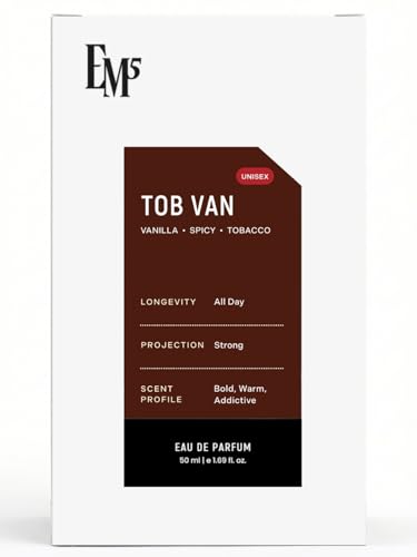 Image of EM5 Tob Van EDP Unisex Perfume | Spray for Men & Women | Strong & Lasting | Day & Night Fragrance | Tobacco Vanilla Warm Spicy | Gift for Him /Her | 50 ml