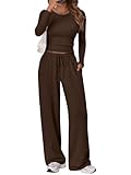 Trendy Queen Womens Two 2 Piece Matching Lounge Sets 2025 Early Fall Fashion Must Haves Y2K Workout Gym Clothes Comfy Airport Travel Vacation Luxury Outfits Sweatsuit Winter Clothing