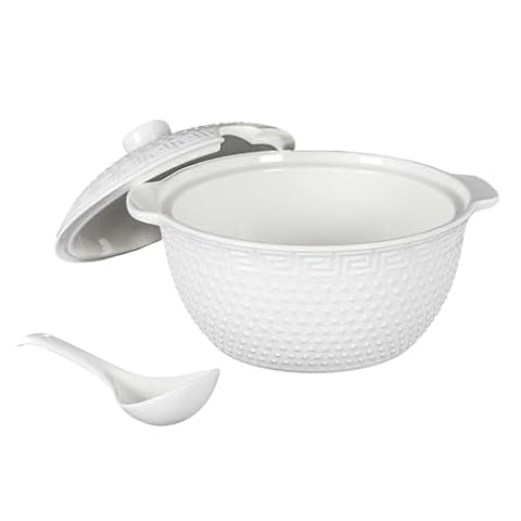 HOME DECO FACTORY, KA0279, 9-częściowy serwis do zup porcelanowych, waza 27 l, chochla i 6 misek, czysty i elegancki design, idealny na obiady i przyjęcia, biały, rozmiar: standardowy