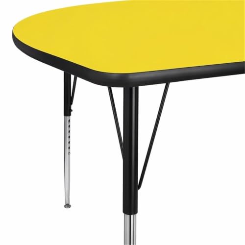 Scranton & Co Kidney Activity Table, 31" x 96", Yellow Laminate Top, Height Adjustable Chrome Steel Legs, Scratch and Stain Resistant, Versatile Classroom or Training Use, 400 lb Capacity - Image 6