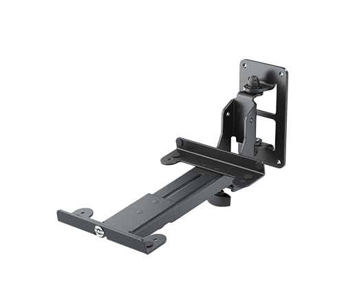 K&M 24166 Boxenwandhalterung M mit verstellbarem Ausleger, 108° Schwenkung - aus Stahl Schwarz - 15-22 cm - bis 15 kg