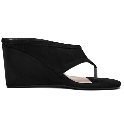 Image of Women's Wedges Heeled Slippers Fabric Heels Slip on Comfy Evening Dress Woven Sandals Square Toe Shoes for Women 3.3 inch Heels