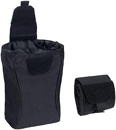 TOPTACPRO MOLLE Dump Pouch Drawstring Foldable Magazine Organizer Military Utility Pouch for Tactical Belt Mounted 500D Cordura Nylon (Black)