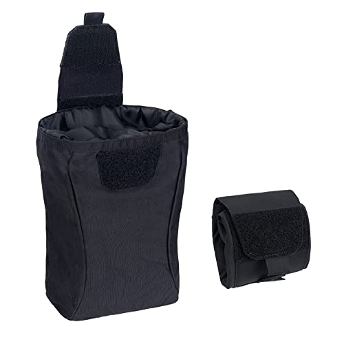 Toptacpro Molle Dump Pouch Drawstring Foldable Magazine Organizer Military Utility Pouch For Tactical Belt Mounted 500D Cordura Nylon (Black) #TOP5