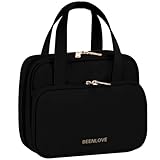 DSDCDJ Hanging Toiletry Bag, Kulturbeutel mit Griff, Wasserdichter Kosmetik-Organizer für Reisen, Großes Fassungsvermögen für Originalflaschen, für Damen & Herren (Schwarz)