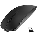 Ultra-Thin 2.4G Office Wireless Mouse Mute Charging Mouse Notebook Home Mouse with USB Receiver Compatible for Notebook, PC, Laptop, Computer, MacBook (Black)