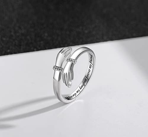 Step Forward Hug Ring for Women Sterling Silver, Adjustable Silver Hand Rings for Her, Birthday Anniversary Christmas Thanksgiving Day Gift Jewelry4