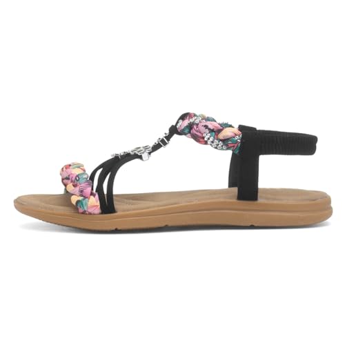 Image of Lilley Womens Black Ribbon Twist Diamante Sandals - Size 3 UK - Black