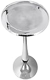 CLEENTABLE Farmhouse Pedestal Round End Table - End Table for Indoor Use - Modern Lightweight Metal Accent Side Table for Small Spaces, Nightstand, Bedroom, Living Room, Office, Balcony 21"(Silver)